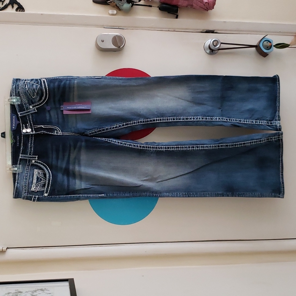NWT Vigoss Dallas Boot Embellished Jeans 18 33L  Y2K